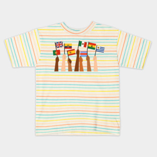Hands Holding Flags of the World - Unity and Diversity Design Kids T-Shirt