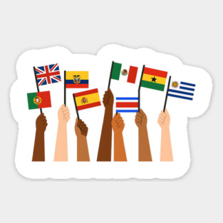 Hands-Holding-Flags-of-the-World-Unity-and-Diversity Sticker