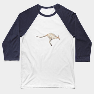 Leaping Kangaroo Watercolor Baseball T-Shirt