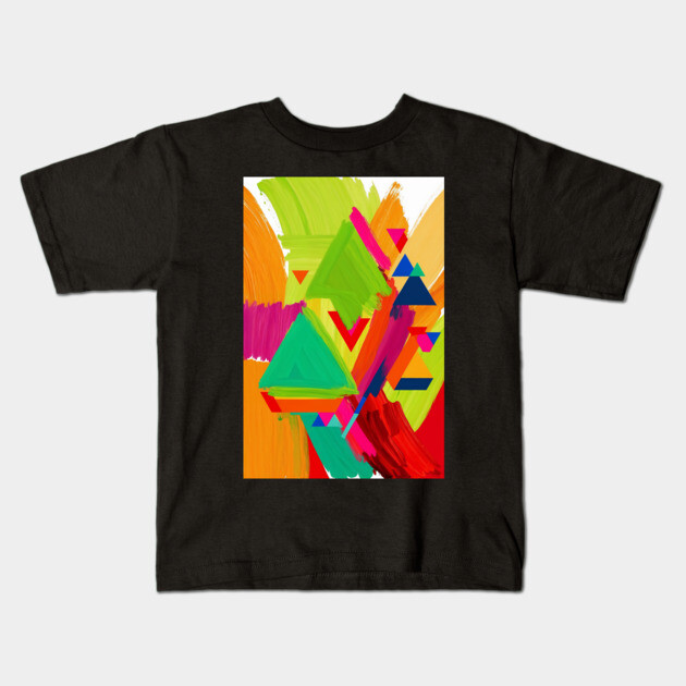 Neon Geometry Burst – Colorful Abstract Triangles and Brush Stroke