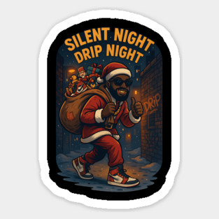 Silent  Night Drip Night Black Santa Magnet