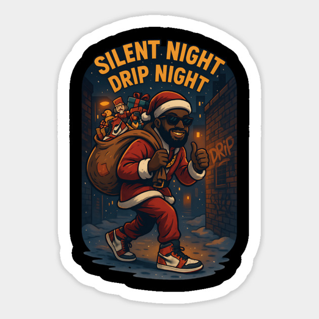 Silent  Night Drip Night Black Santa Magnet by UrbanLifeApparel