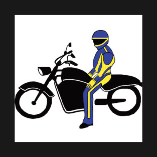 Blue & Yellow Leathers at a Motorcycle Race T-Shirt