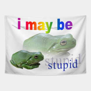 I may be stupid frog word art Tapestry
