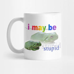 I may be stupid frog word art Mug