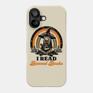 I Read Banned Books Reading Rainbow Bookworm Witch Phone Case