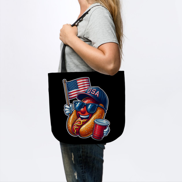 4th of July Hotdog Funny Fourth of July Patriotic USA Flag by Creatifly Graphic Tees