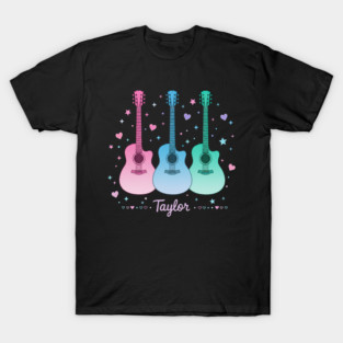 Pastel Guitars & Stars - Personalized "Taylor" Design T-Shirt