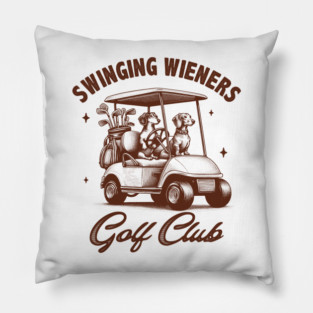 Golf Player Golfer Dachshund Swinging Wieners Golf Club Pillow