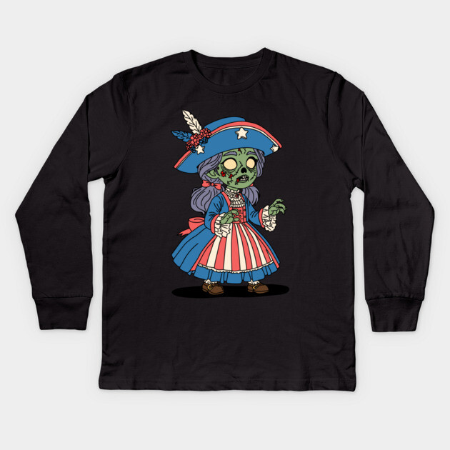 4th of July Zombie Kids Long Sleeve T-Shirt by H. R. Sinclair