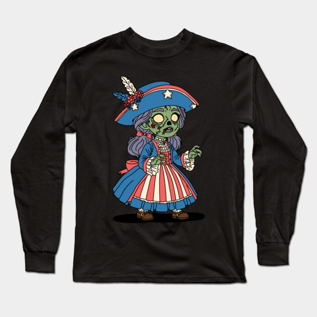 4th of July Zombie Long Sleeve T-Shirt by H. R. Sinclair