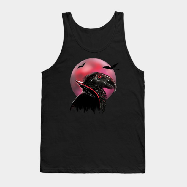 Dracula Parrot Blood Moon Illustration Tank Top by H. R. Sinclair