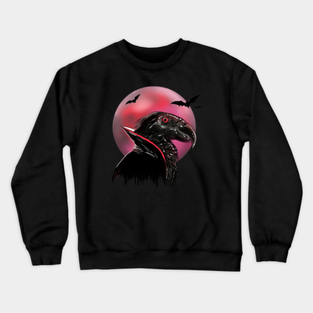 Dracula Parrot Blood Moon Illustration Crewneck Sweatshirt by H. R. Sinclair
