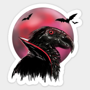 Dracula Parrot Blood Moon Illustration Sticker