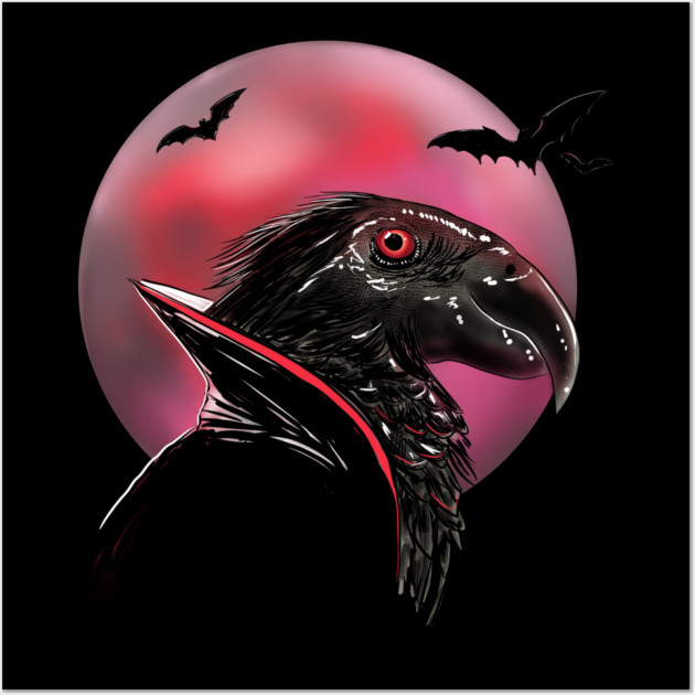 Dracula Parrot Blood Moon Illustration Wall Art by H. R. Sinclair