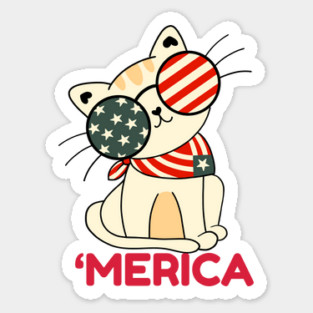 4th Of July Cat Merica Sticker