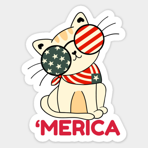 4th Of July Cat Merica Sticker by The WYLD Tribe