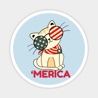 4th Of July Cat Merica Magnet