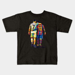Cristiano Ronaldo and Messi Wpap Art Kids T-Shirt