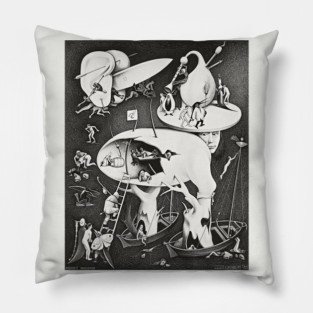 Maurits Escher, Hell - Post-copying of the Scene by Hieronymus Bosch Pillow