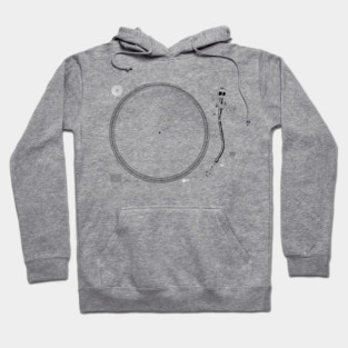 Turntable - Black on White Hoodie