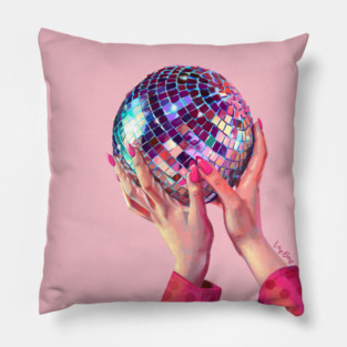 Pink glamorous disco ball Pillow