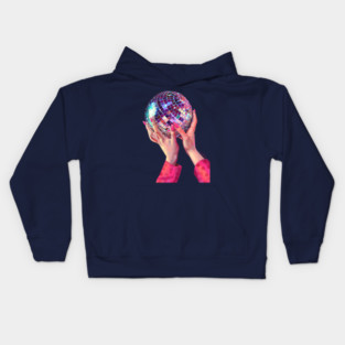Pink glamorous disco ball Kids Hoodie