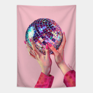 Pink glamorous disco ball Tapestry