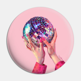 Pink glamorous disco ball Pin