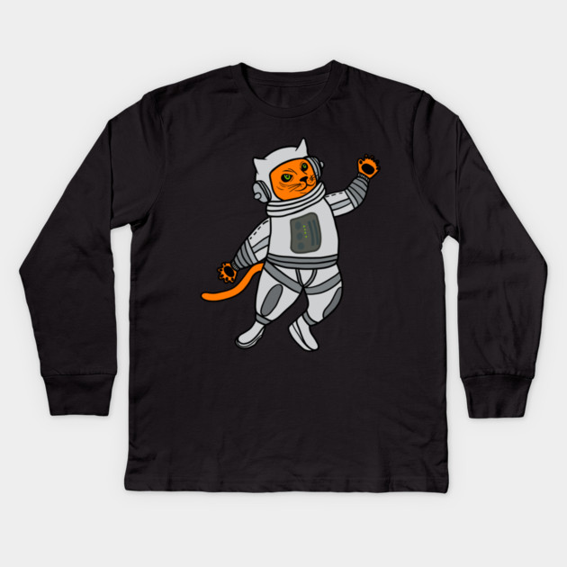 Cat in Space Astronaut Cats Kids Long Sleeve T-Shirt by logiamerch