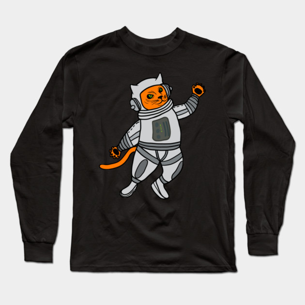 Cat in Space Astronaut Cats Long Sleeve T-Shirt by logiamerch