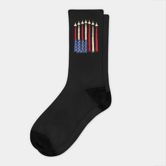 Patriotic USA Flag Fighter Jets 4th of July Socks by The WYLD Tribe