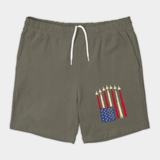 Patriotic USA Flag Fighter Jets 4th of July Shorts