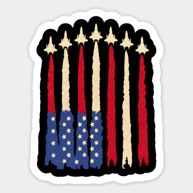 Patriotic USA Flag Fighter Jets 4th of July Sticker by The WYLD Tribe