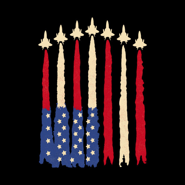 Patriotic USA Flag Fighter Jets 4th of July by The WYLD Tribe