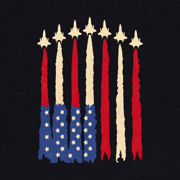 Patriotic USA Flag Fighter Jets 4th of July by The WYLD Tribe