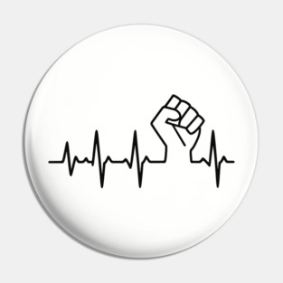 Raised Fist Heartbeat Rebel Activism Power Pin