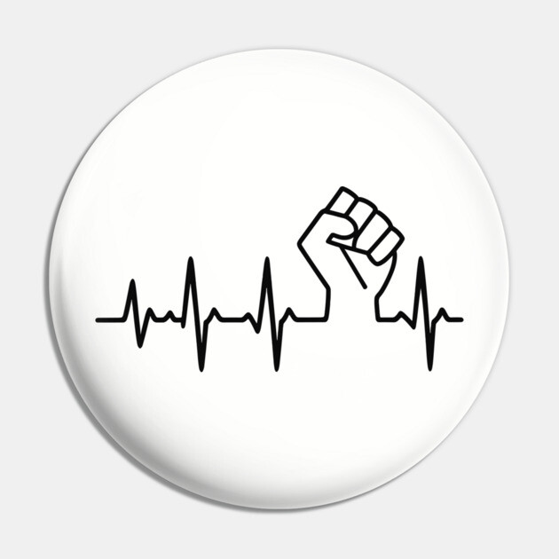 Raised Fist Heartbeat Rebel Activism Power Pin by Anticorporati