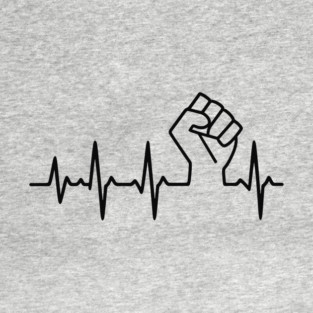 Raised Fist Heartbeat Rebel Activism Power T-Shirt