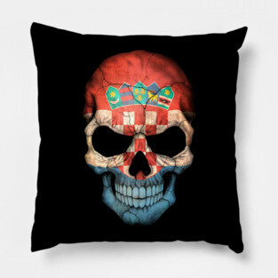 Croatian Flag Skull Pillow