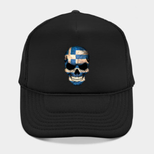 Greek Flag Skull Hat