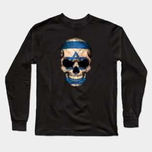 Israeli Flag Skull Long Sleeve T-Shirt