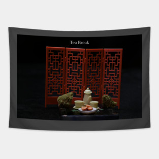 Tea Break with Banjo Pot - Weed Design Tapestry