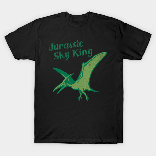 Jurassic Sky King Pterodactyl Art – Retro Dinosaur Graphic Print T-Shirt by DonWillisJrArt