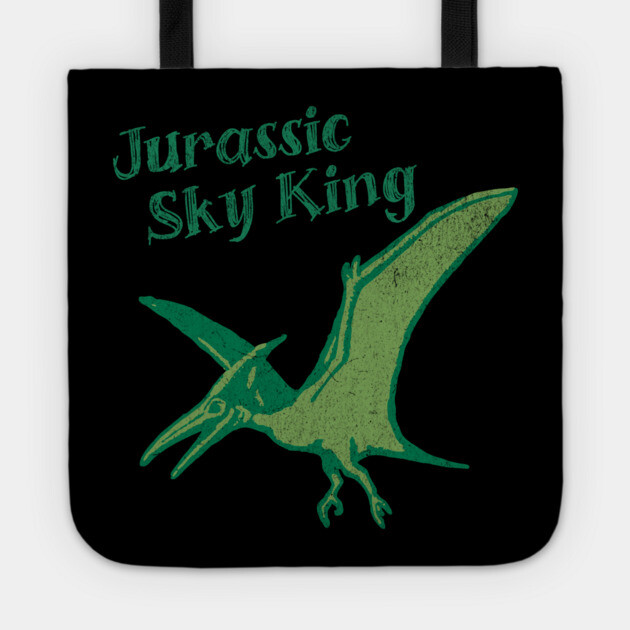Jurassic Sky King Pterodactyl Art – Retro Dinosaur Graphic Print Tote by DonWillisJrArt