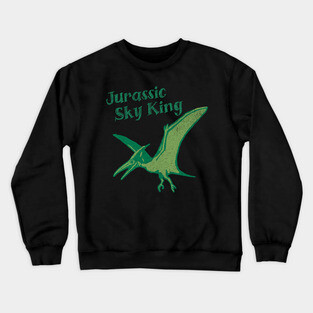 Jurassic Sky King Pterodactyl Art – Retro Dinosaur Graphic Print Crewneck Sweatshirt