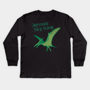 Jurassic Sky King Pterodactyl Art – Retro Dinosaur Graphic Print Kids Long Sleeve T-Shirt