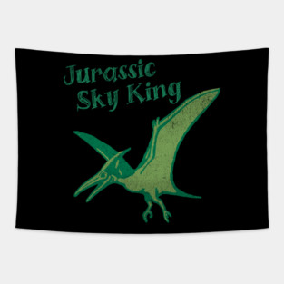 Jurassic Sky King Pterodactyl Art – Retro Dinosaur Graphic Print Tapestry