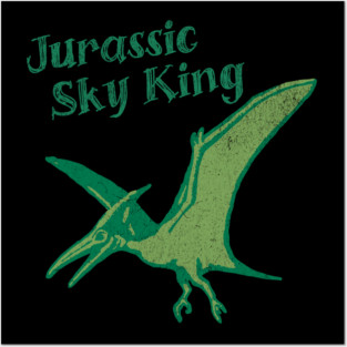 Jurassic Sky King Pterodactyl Art – Retro Dinosaur Graphic Print Posters and Art