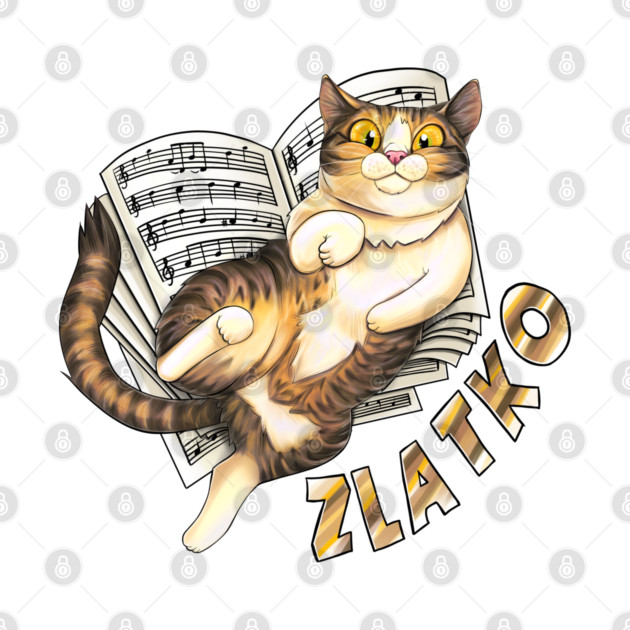 Zlatko on music book by Zlatko the cat